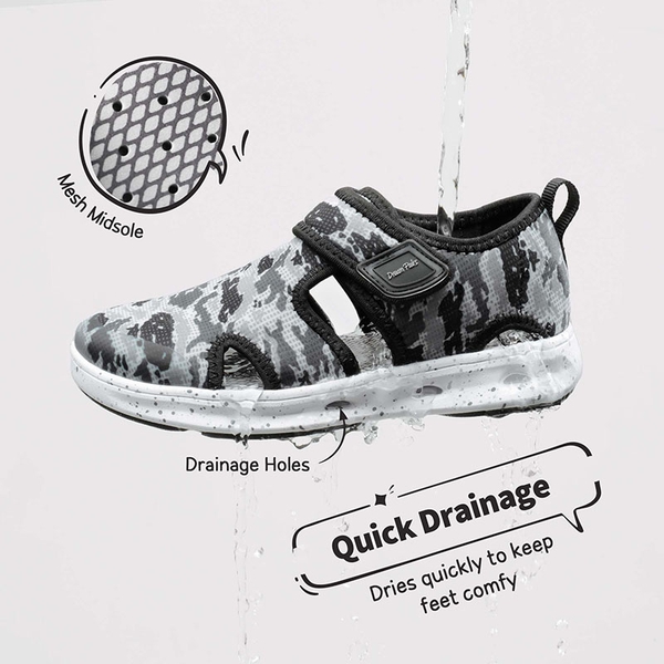Kids Camouflage Quick Dry Water Sandals - BLACK GREY - 1